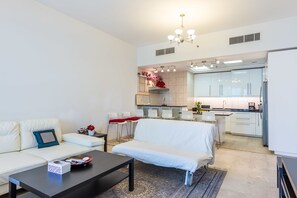 Apartment, 2 Bedrooms (No. 411) | Living area | LCD TV - KG Tower by Deluxe Holiday Homes (Dubai)