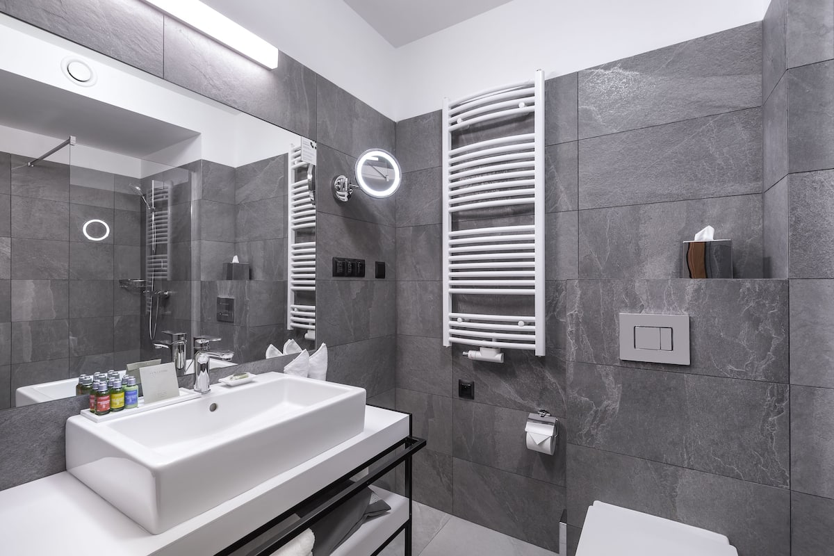 shower, free toiletries, hair dryer, slippers