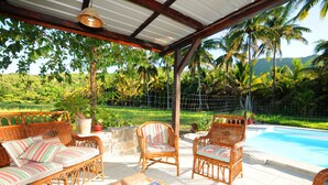 Comfort House, 2 Queen Beds, Non Smoking, Pool View | Terrace/patio