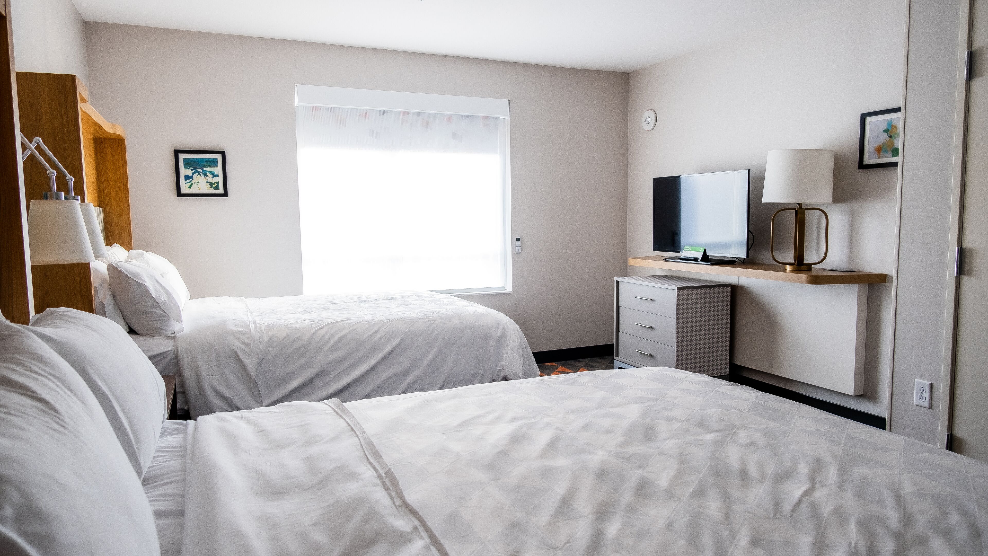 Standard Room, 2 Queen Beds, Accessible (Comms, Roll-In Shower) | In-room safe, desk, laptop workspace, blackout drapes