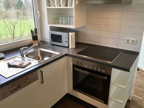 Kühlschrank, Mikrowelle, Ofen, Herdplatte