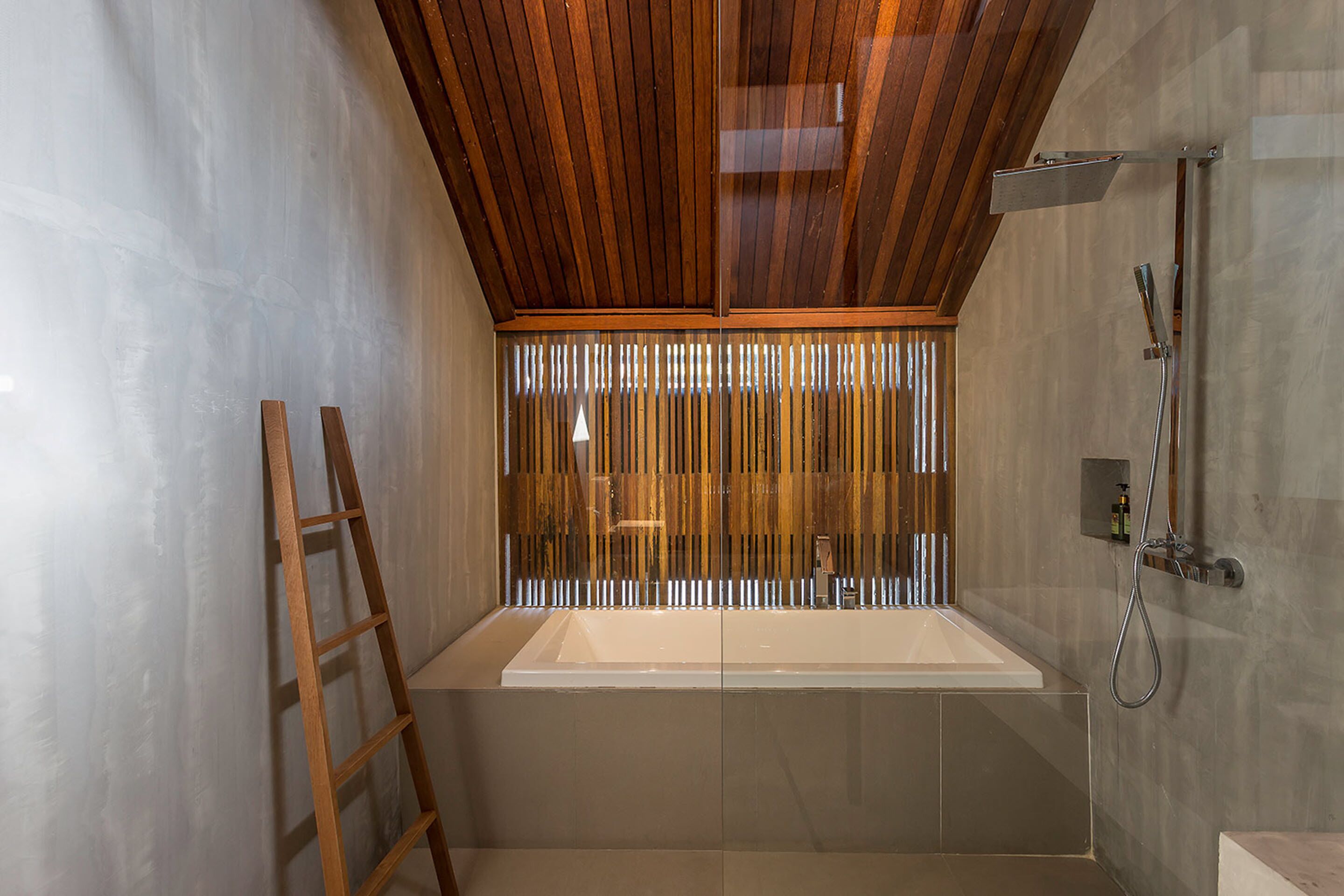 deluxe suite | bathroom | separate bathtub and shower, deep-soaking bathtub, rainfall showerhead