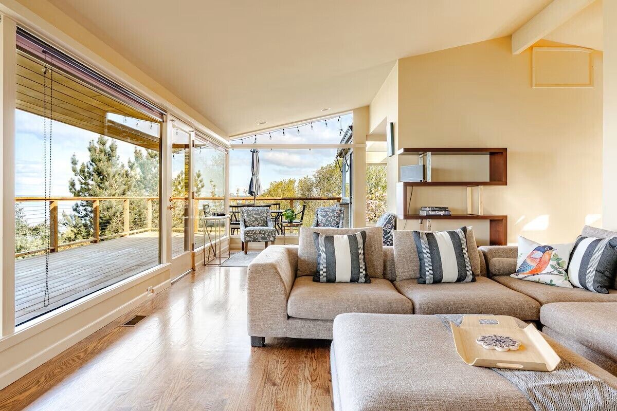 Smart TV, fireplace, DVD player, books