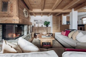 TV, fireplace, DVD player, books