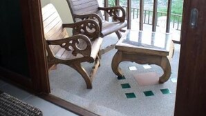A balcony with two wooden chairs and a small table. - Apartment/ flat - Koh samui (Koh Samui)