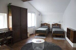 Desk, free WiFi, bed sheets