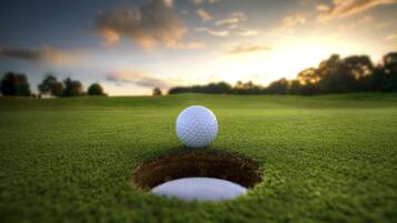 Golfers can tee off from this well-maintained green.