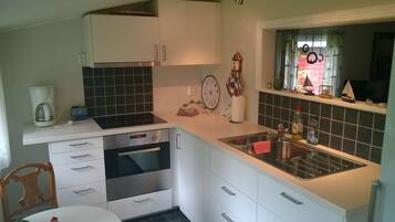 Frigorífico, microondas, horno y placa de cocina