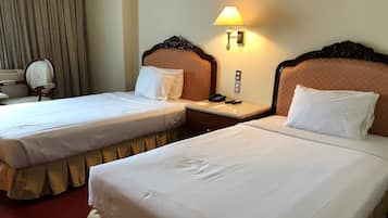 Desk, free WiFi, bed sheets