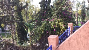A staircase with a blue handrail leading up to a brick wall. - A Great Value Doesn’t Last Long  (Marrakech)
