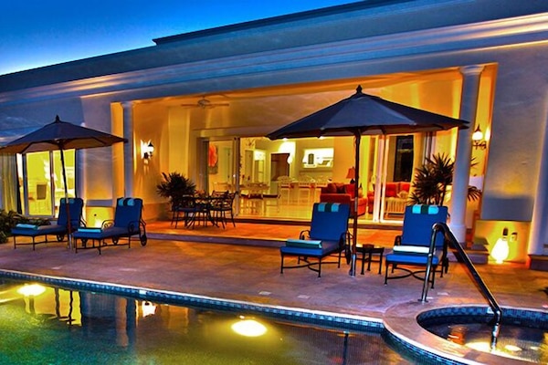 Evening view of poolside