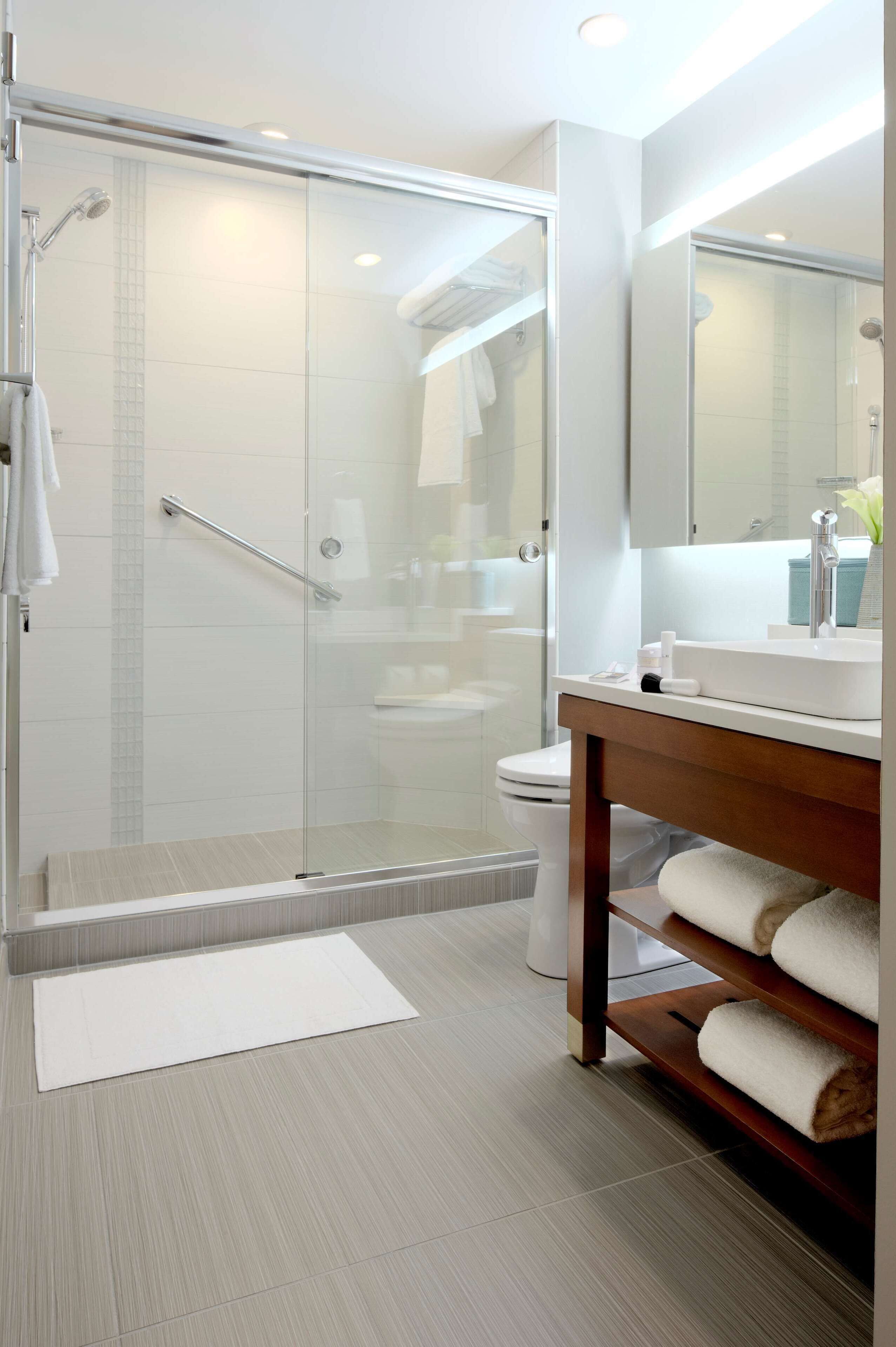 suite, 1 king bed with sofa bed | bathroom | designer toiletries, hair dryer, towels