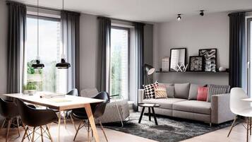 Apartment, 1 Schlafzimmer | Wohnbereich | Flachbildfernseher