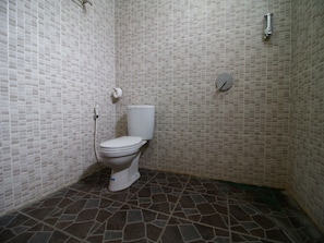 Shower, free toiletries, towels