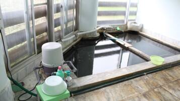 Een aparte badkuip en douche, een bronwaterbad, een hydromassagedouche