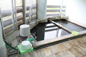 Separat badekar og bruser, kildevandsbad, brusehoved med hydromassage