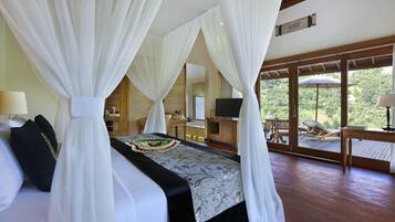 Valley Pool Villa - with Heated Pool | Egyptiska bomullslakan, sÀngtillbehör av högsta kvalitet och duntÀcken