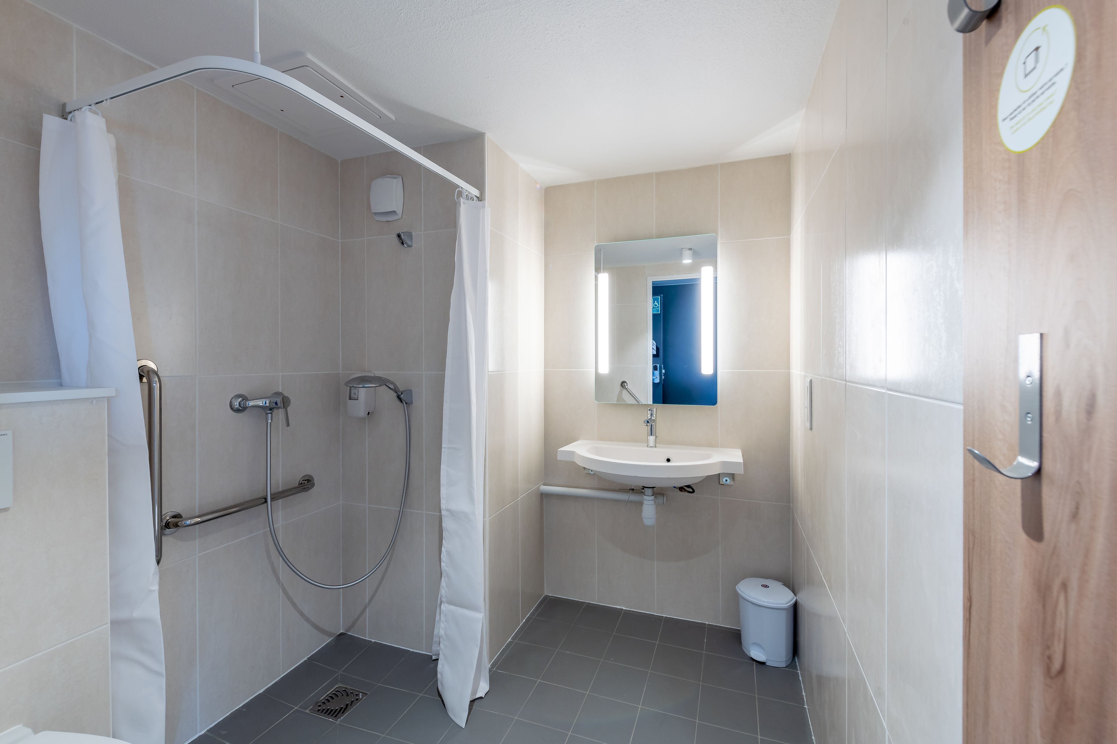 double room, accessible, non smoking | bathroom | shower, hair dryer, towels, soap