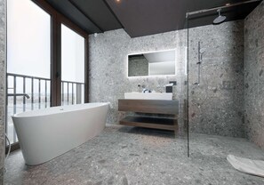 Suite, 1 Bedroom, Balcony | Bathroom | Hair dryer, towels, soap, shampoo - Radisson Blu Hotel Bruges (Bruges)