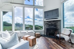 TV, fireplace, Netflix, books