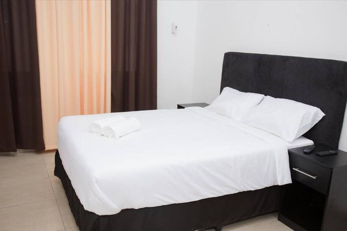 1 bedroom, iron/ironing board, free wired Internet