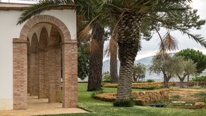 Una piscina al aire libre, sombrillas, tumbonas