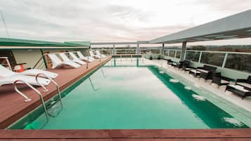 Outdoor pool, sun loungers
