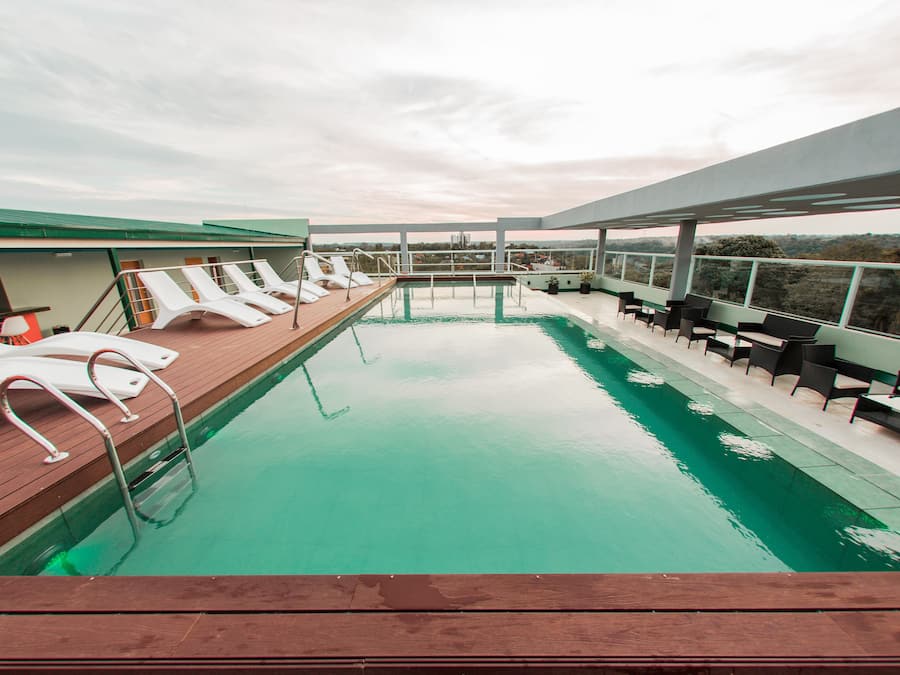 Outdoor pool, sun loungers