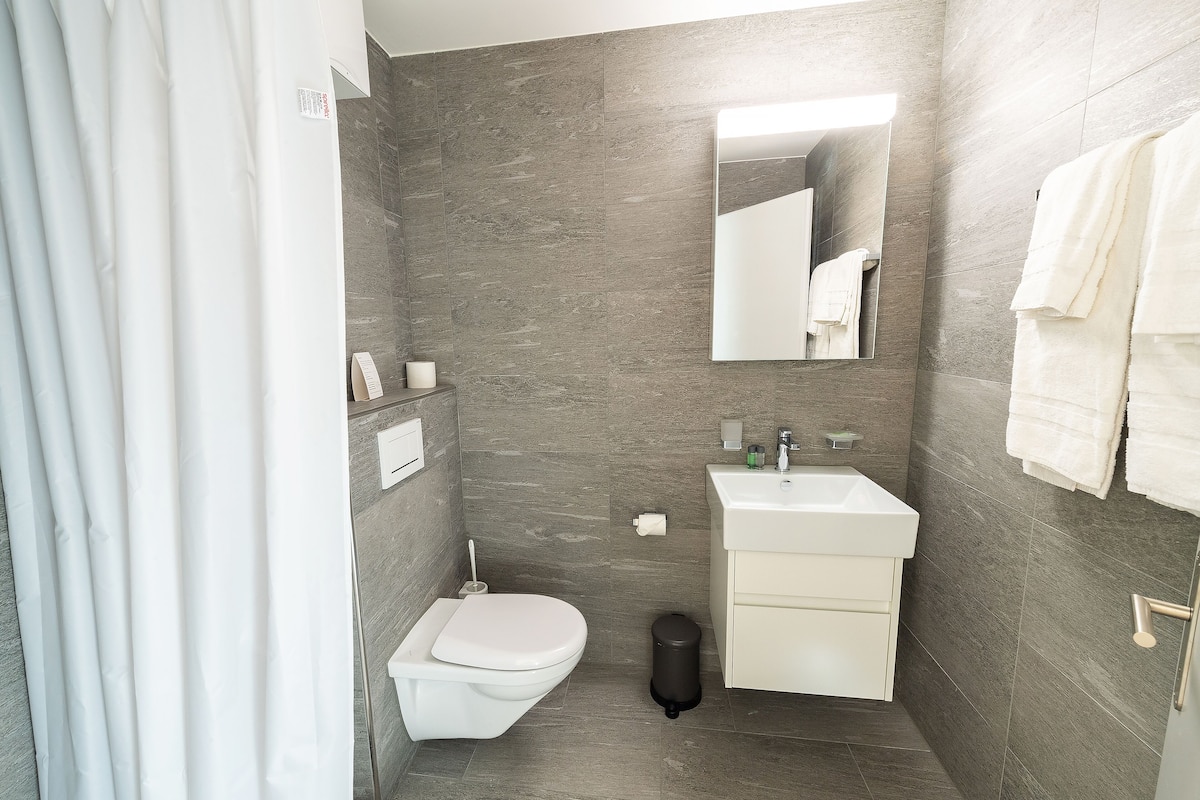 free toiletries, hair dryer, towels