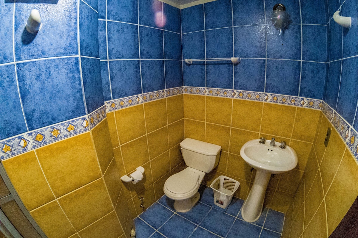 shower, free toiletries, towels