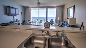 TV, DVD player, books, video library