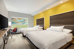 Habitación, 2 camas de matrimonio | Ropa de cama de alta calidad, escritorio, cortinas opacas