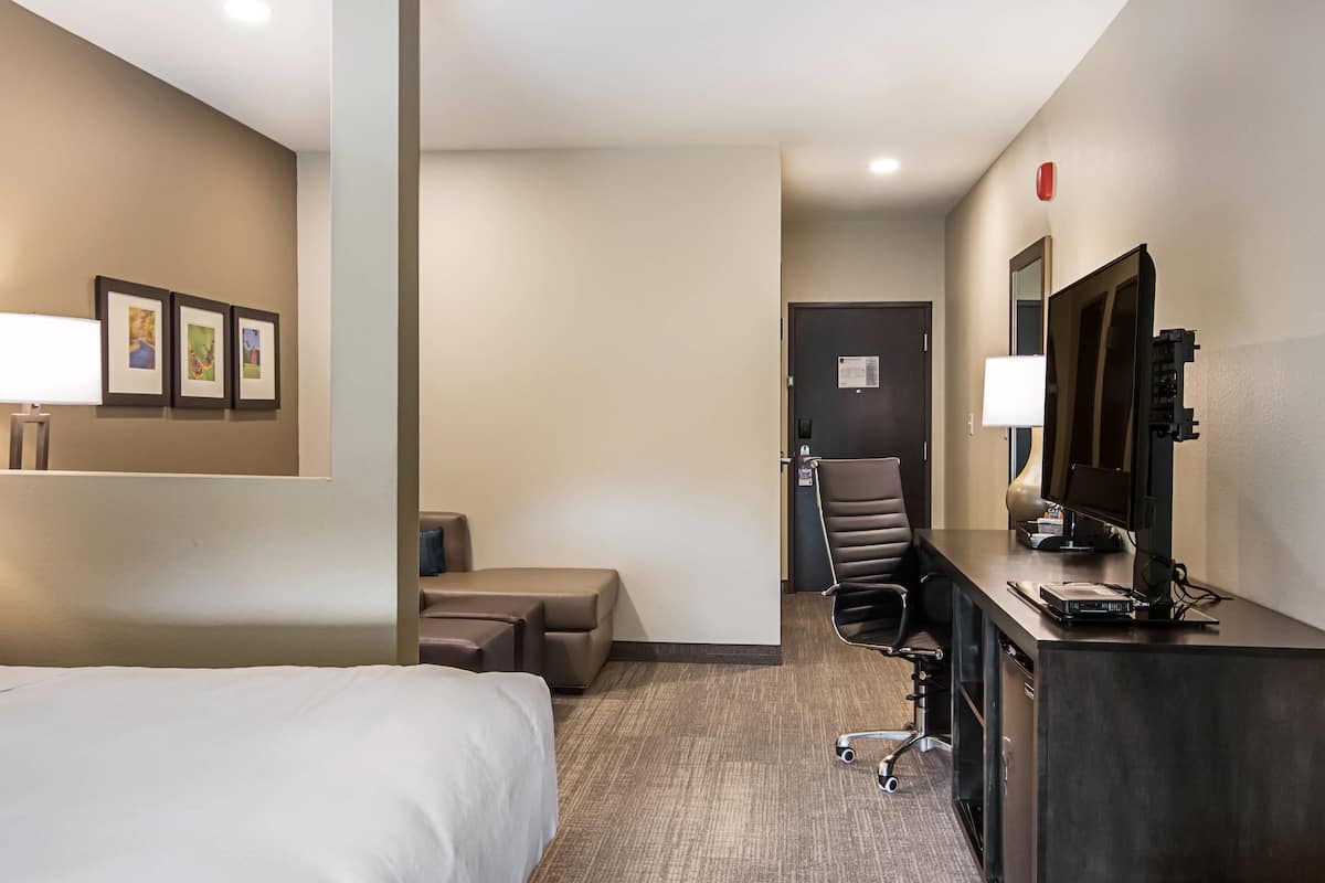 Suite, 1 kingsize bed, niet-roken | Een bureau, een laptopwerkplek, verduisterende gordijnen