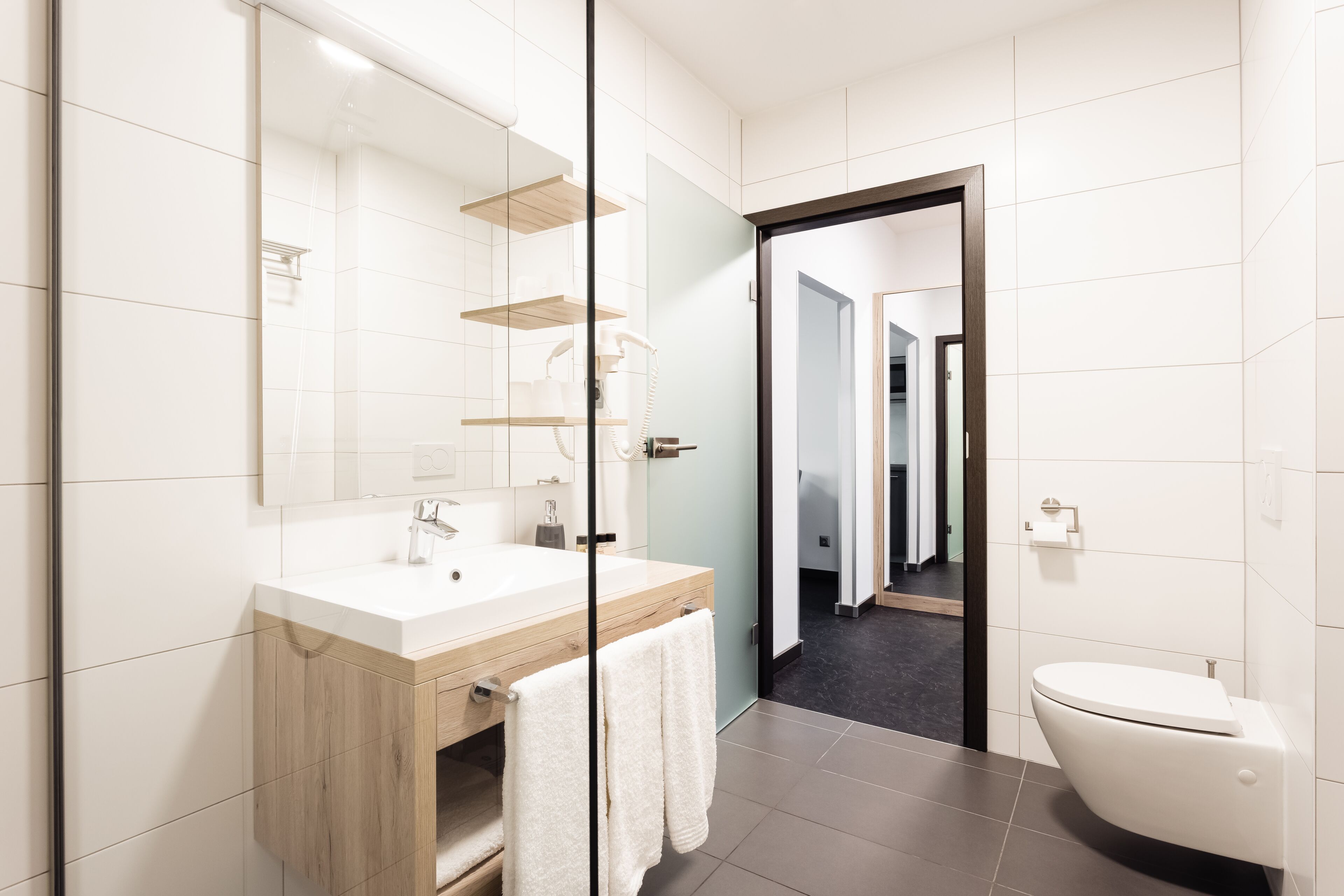 premium studio | bathroom | shower, rainfall showerhead, free toiletries, hair dryer