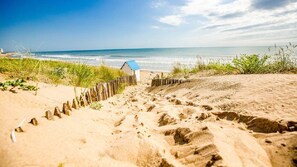 Beach nearby, sun loungers
