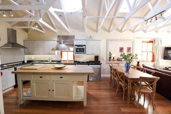 Skylights add to a bright atmosphere