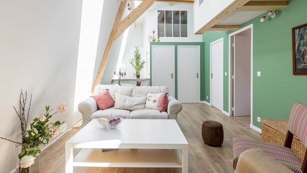 TV, fireplace - Family Home in Issy-les-Moulineaux, by Veeve (Paris)
