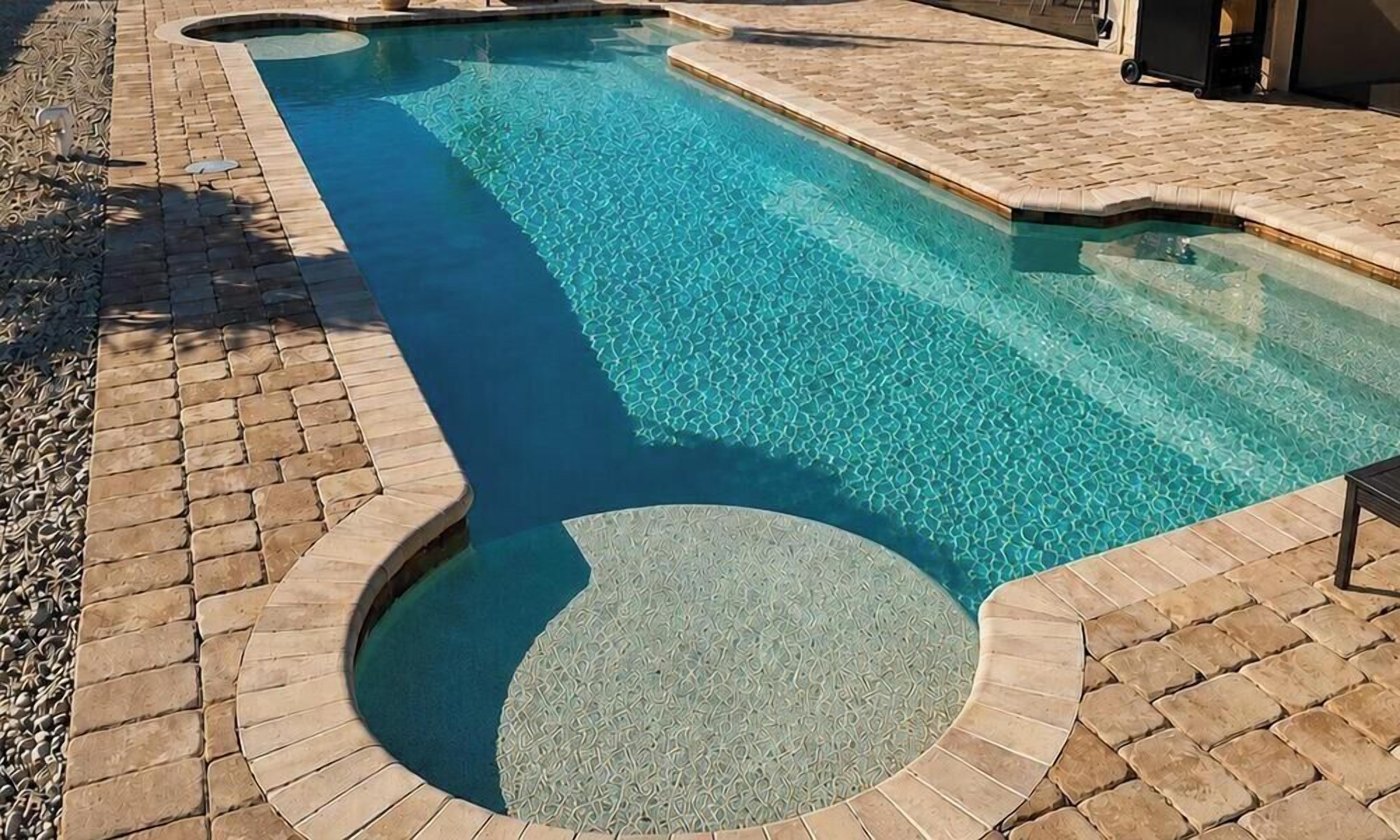 A heated pool, a lap pool, sun loungers