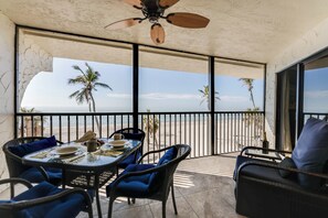 Outdoor dining - Direct Beach Front/Best View of Gulf/Remodeled Pointe Santo E36 Sanibel (Sanibel)