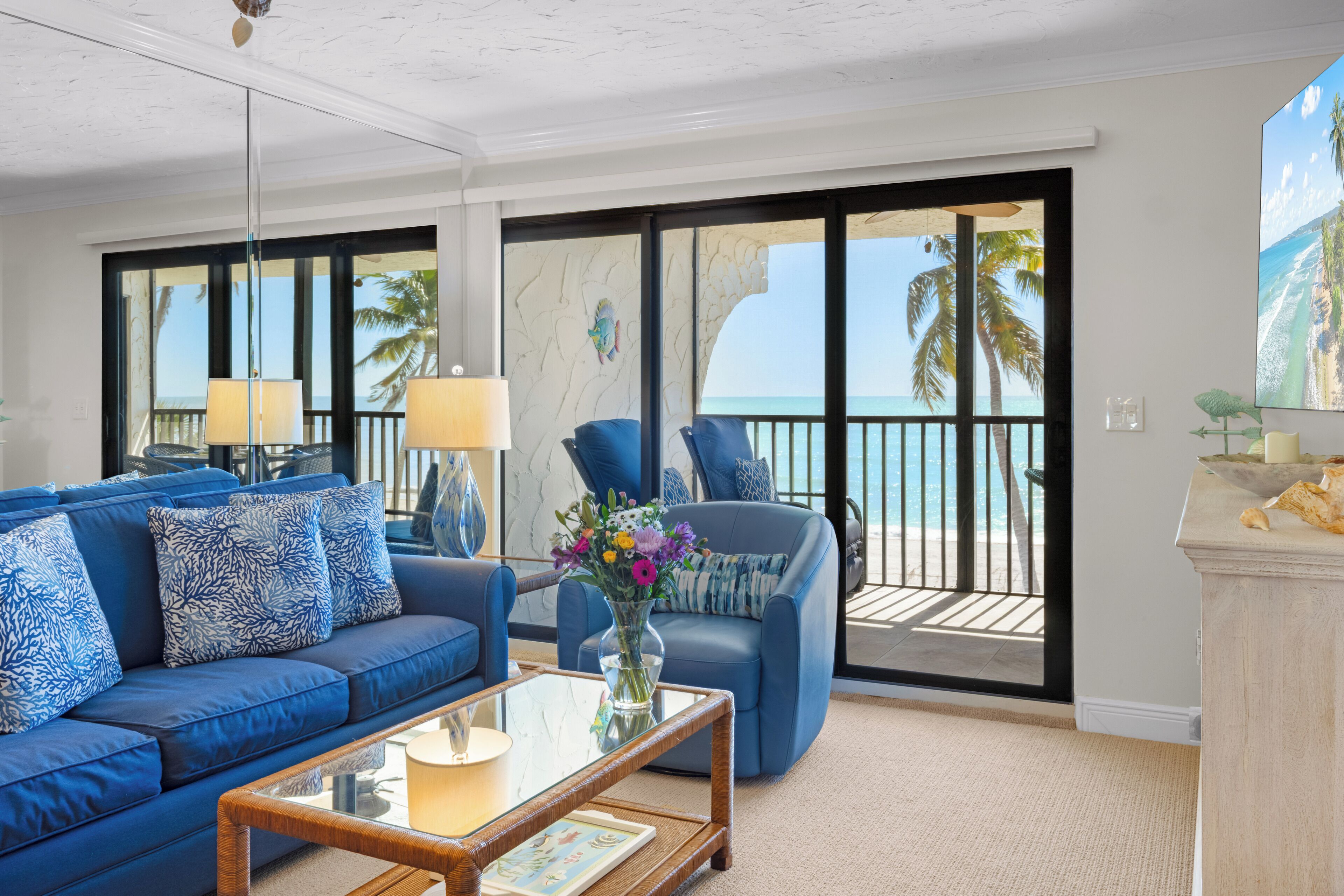 Smart TV, books, music library, stereo