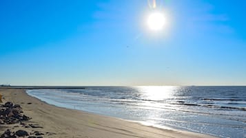 Beach nearby, sun loungers, beach towels