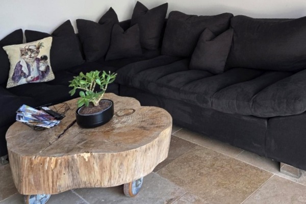 Una Smart TV, una mesa de tenis de mesa, libros, un reproductor estéreo