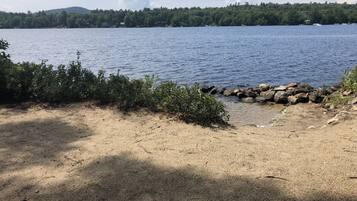 On the beach, sun loungers, beach towels