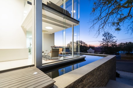 Front of property – evening/night. Livega House