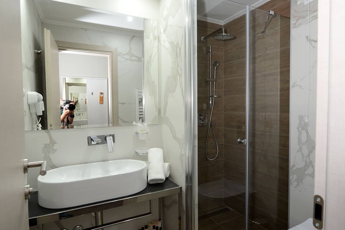 standard double or twin room, city view | bathroom | shower, free toiletries, hair dryer, towels