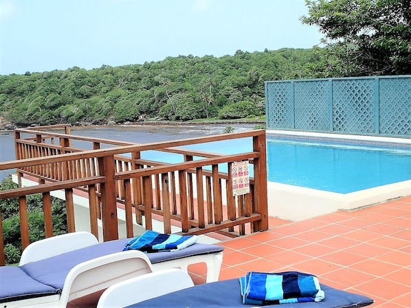 Outdoor pool, pool loungers