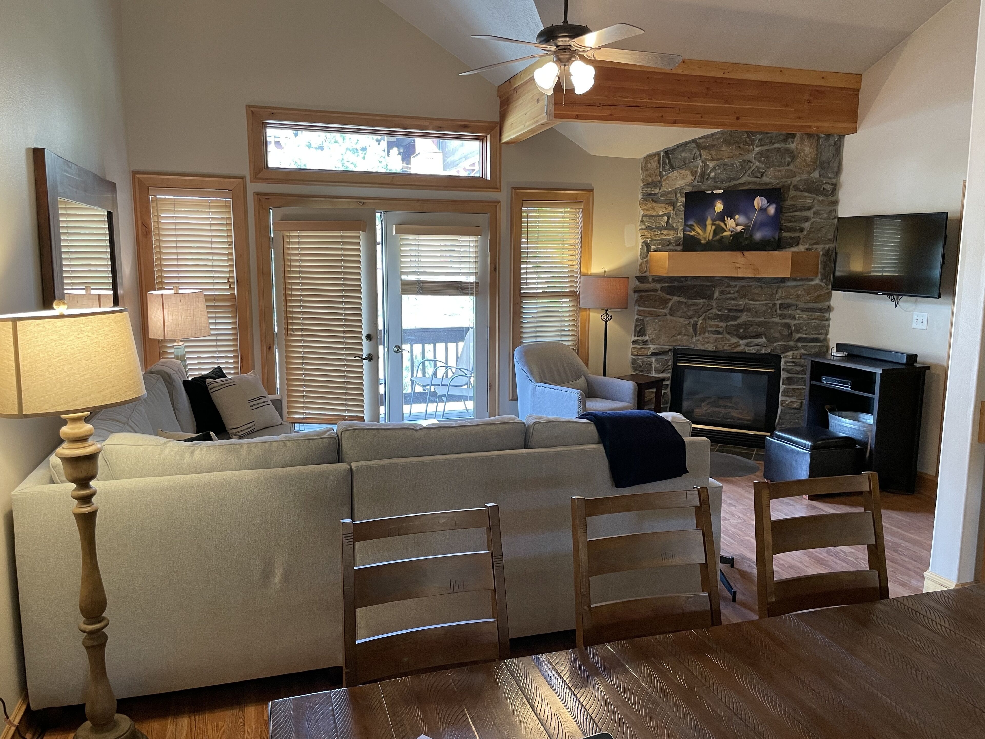 TV, fireplace, DVD player