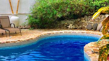 Outdoor pool, sun loungers