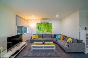 Smart TV, DVD player, books, video library