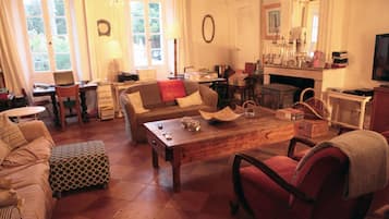 Télévision, cheminée, jeux vidéo, lecteur de DVD